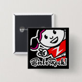 GirlzRock! Knoop Vierkante Button 5,1 Cm (Voorkant /achterkant)