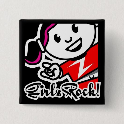 GirlzRock! Knoop Vierkante Button 5,1 Cm (Voorkant)