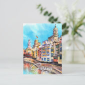 Girona Spanje Waterverf Schilderij Reizen Briefkaart (Staand voorkant)