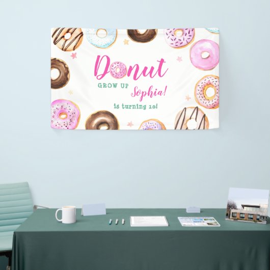 Giry Roze Blauwgroen Pastel Donut Grow Up Kids Ver Spandoek (Beurs)
