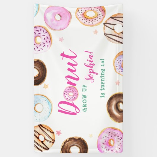 Giry Roze Blauwgroen Pastel Donut Grow Up Kids Ver Spandoek (Verticaal)