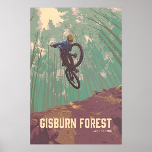 Gisburn Forest Mountainbike Reisposter Poster (Voorkant)