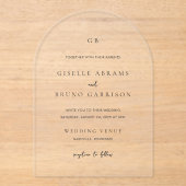 Giselle Classic Monogram Elegante bruiloft Acryl Uitnodigingen (Voorkant)