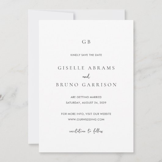 Giselle Classic Monogram Elegante bruiloft Save The Date (Voorkant)