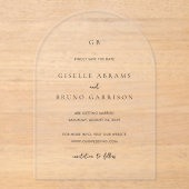 Giselle Monogram Elegante bruiloft Save the Date Acryl Uitnodigingen (Voorkant)