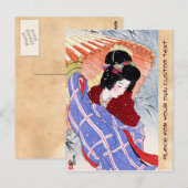 Gisha paraplla sneeuw winter briefkaart (Voorkant / Achterkant)