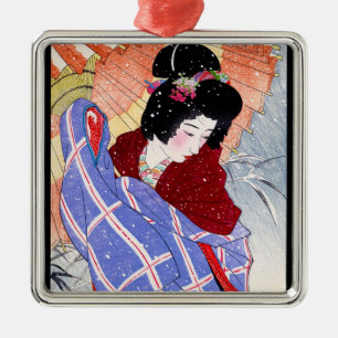 Gisha paraplla sneeuw winter metalen ornament