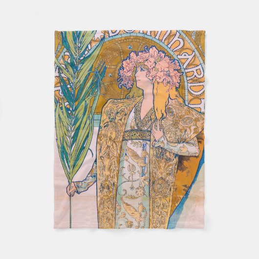 Gismonda, Sarah Bernhardt, Mucha Fleece Deken (Voorkant)