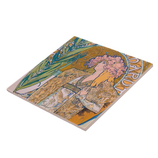 Gismonda, Sarah Bernhardt, Mucha Tegeltje (Zijkant)