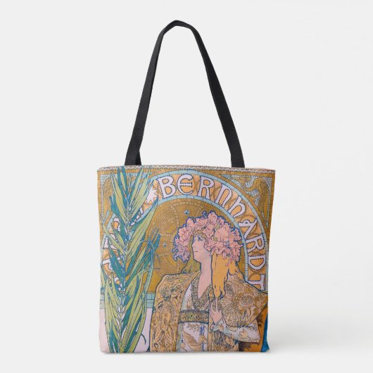 Gismonda, Sarah Bernhardt, Mucha Tote Bag (Achterkant)