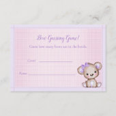Gissing Count Baby shower Leuk Paarse Beer spel Informatiekaartje (Voorkant)
