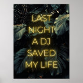 "Gisteravond heeft een DJ mijn leven gered" Lyrics Poster (Voorkant)