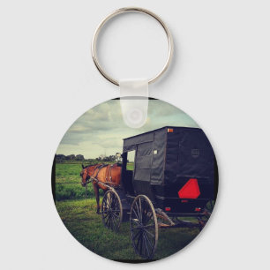 Gisteravond in een Amish-gemeenschap, Amish Horse Sleutelhanger