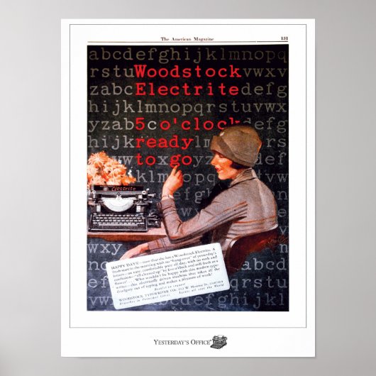 Gisteren heeft het Bureau Woodstock Typewriter Ad Poster (Voorkant)