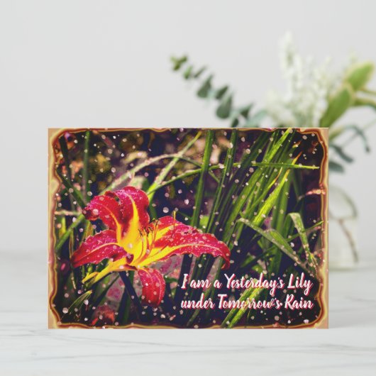 Gisteren heeft Lily het Briefkaart morgen in Regen (Staand voorkant)