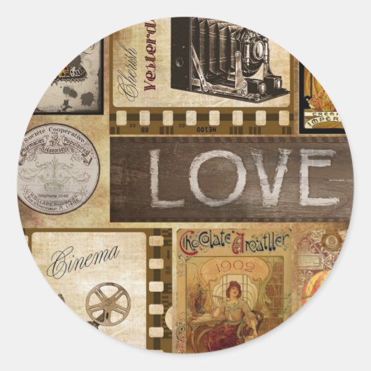  gisteren Liefde Vrouw Cinema Chocolade Ronde Sticker (Voorkant)