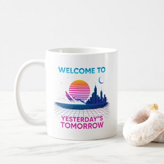 Gisteren Tomorrow - Retro Synthwave Design Koffiemok (Met donut)