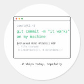 Git Commit: Het werkt op mijn Mac - Dev Sticker Ca (Voorkant)