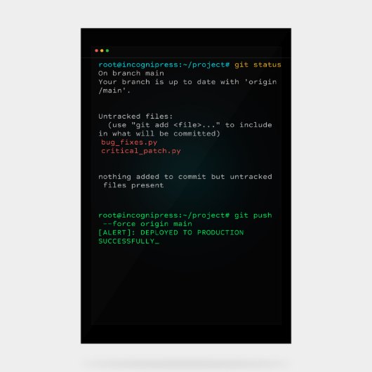 Git Push Force Main - Ontwikkelaarsterminal Acryl Bord (Voorkant)
