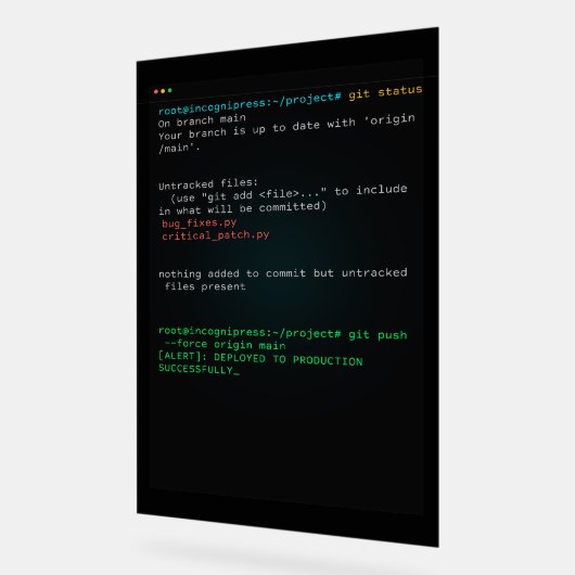 Git Push Force Main - Ontwikkelaarsterminal Acryl Bord (Hoek)