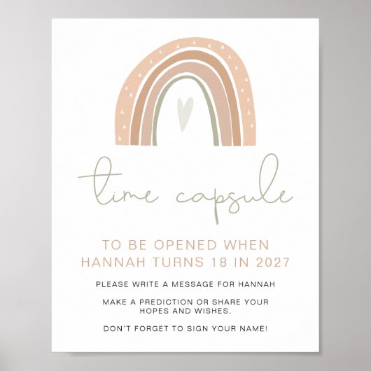 GITA Boho Pastel Rainbow 1st Birthday Time Capsule Poster (Voorkant)