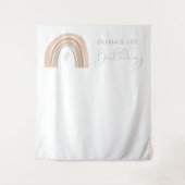 GITA Pastel Rainbow 1e Verjaardag Welkom Teken Tap Wandkleed (Voorkant)