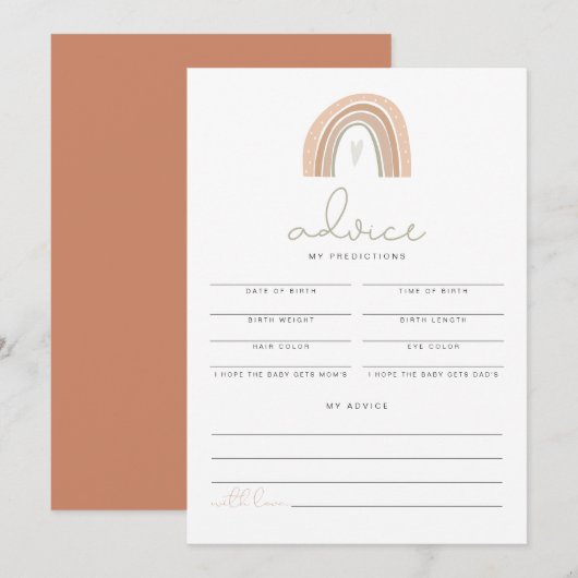 GITA Pastel Rainbow Baby shower voorspellingen Kaart (Voorkant / Achterkant)