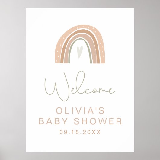GITA Pastel Rainbow Baby shower Welkomstteken Poster (Voorkant)