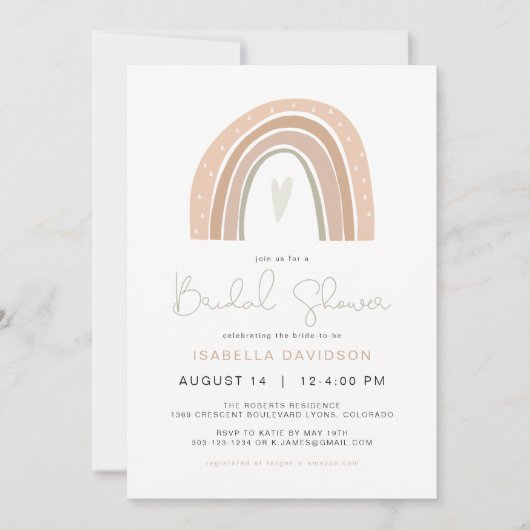 GITA Pastel Rainbow Bruids Douche Uitnodiging (Voorkant)