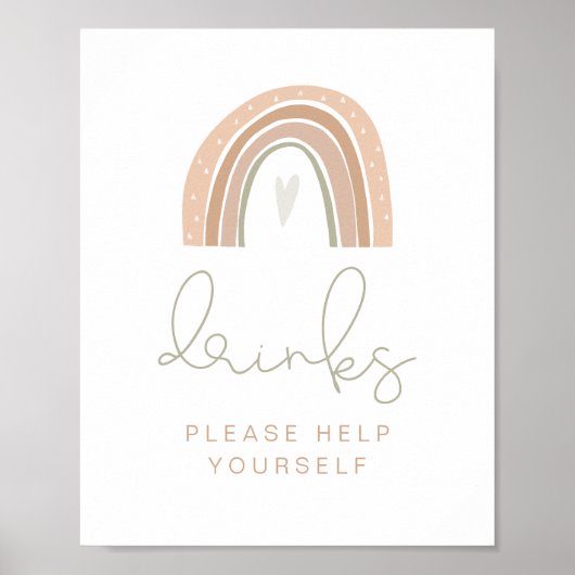 GITA Pastel Rainbow Drink Table Sign Poster (Voorkant)