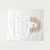 GITA Pastel Regenboog 1e Verjaardag Welkom Bord Ta Wandkleed (Voorkant (horizontaal))