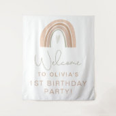 GITA Pastel Regenboog 1e Verjaardag Welkomstbord T Wandkleed (Voorkant)
