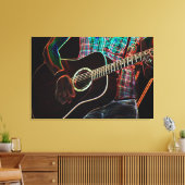 Gitaar 1 36x24 (90x60cm) waccna canvas afdruk (Insitu (Woonkamer))