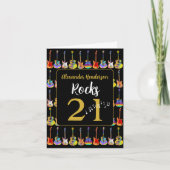 Gitaar 21e verjaardag Zwart en Goud Kaart (Voorkant)