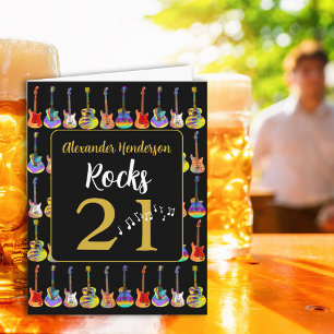 Gitaar 21e verjaardag Zwart en Goud Kaart