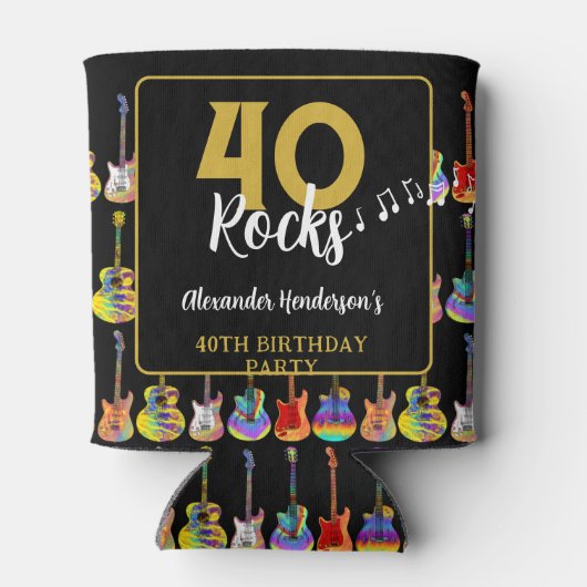 Gitaar 40e Verjaardagsfeestje Rock and Roll Blikjeskoeler (Achterkant)