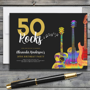 Gitaar 50 rocks 50ste verjaardagsfeestje kaart