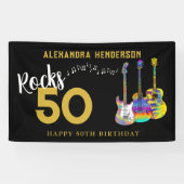 Gitaar 50 Rocks 50ste verjaardagsfeestje Spandoek (Horizontaal)