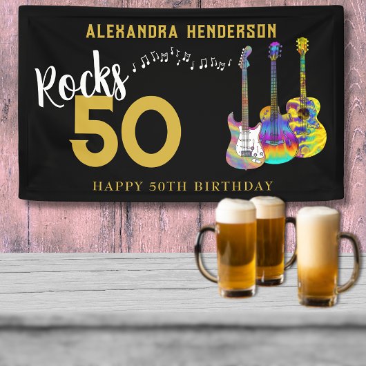 Gitaar 50 Rocks 50ste verjaardagsfeestje Spandoek