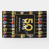 Gitaar 50e verjaardagsfeestje Naam toevoegen Spandoek (Horizontaal)