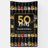 Gitaar 50e verjaardagsfeestje Naam toevoegen Spandoek (Verticaal)
