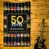 Gitaar 50e verjaardagsfeestje Naam toevoegen Spandoek