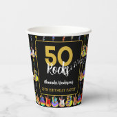 Gitaar 50ste verjaardag Party Custom Papieren Bekers (Achterkant)