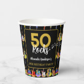 Gitaar 50ste verjaardag Party Custom Papieren Bekers (Voorkant)