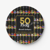 Gitaar 50ste verjaardag Party Custom Papieren Bordje (Voorkant)