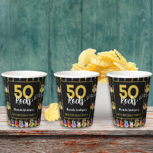 Gitaar 50ste verjaardagsfeest op maat papieren bekers