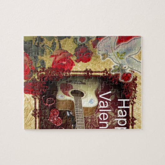 gitaar: African Brown Beauty Valentijnsdag Legpuzzel (Horizontaal)