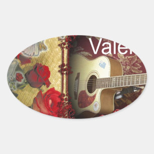 gitaar: African Brown Beauty Valentijnsdag Ovale Sticker