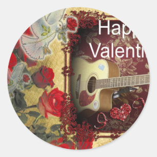 gitaar: African Brown Beauty Valentijnsdag Ronde Sticker