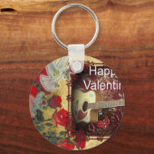  gitaar: African Brown Beauty Valentijnsdag Sleutelhanger (Voorkant)